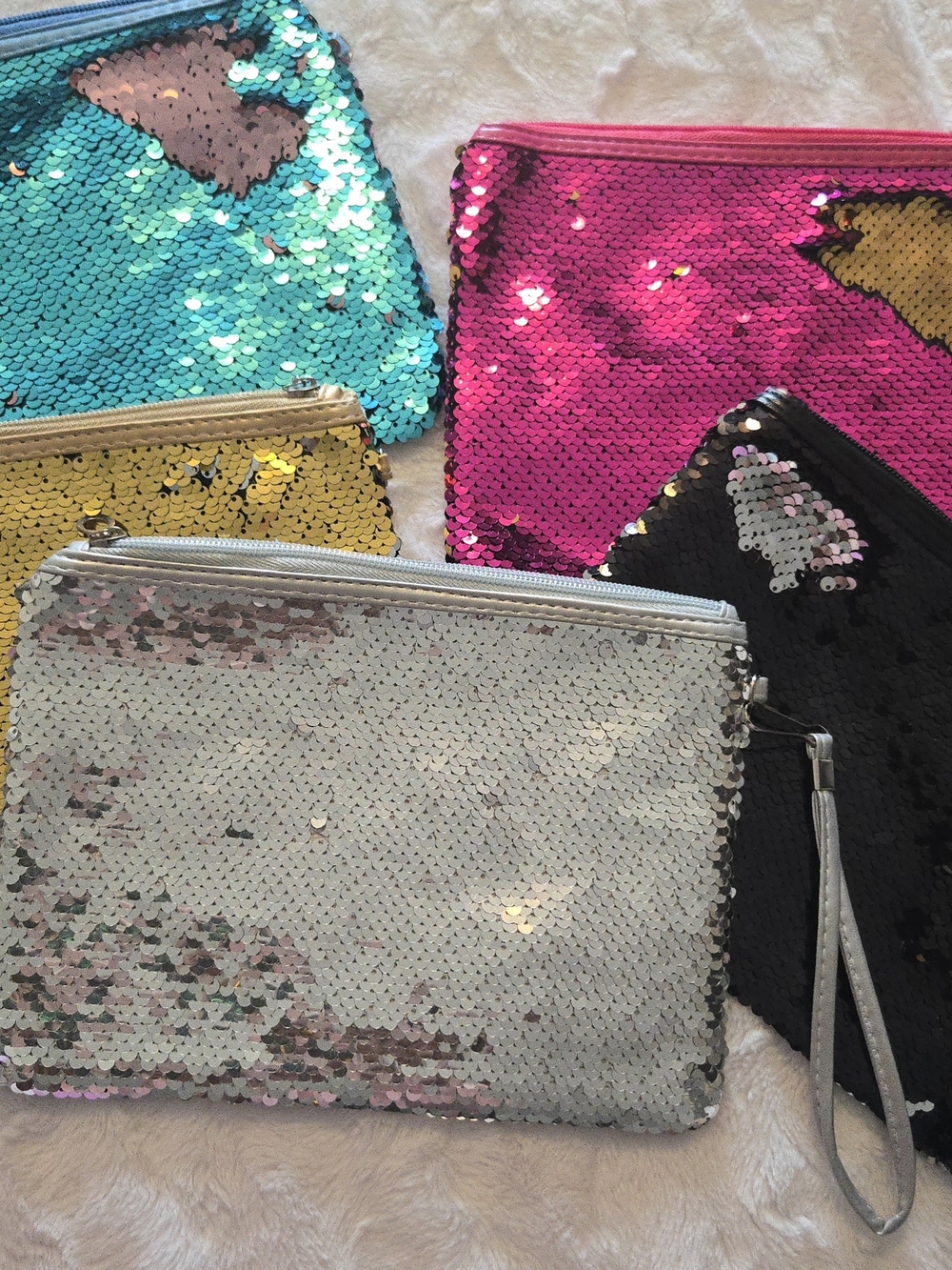 Two-Toned Sequin Wristlet Clutch